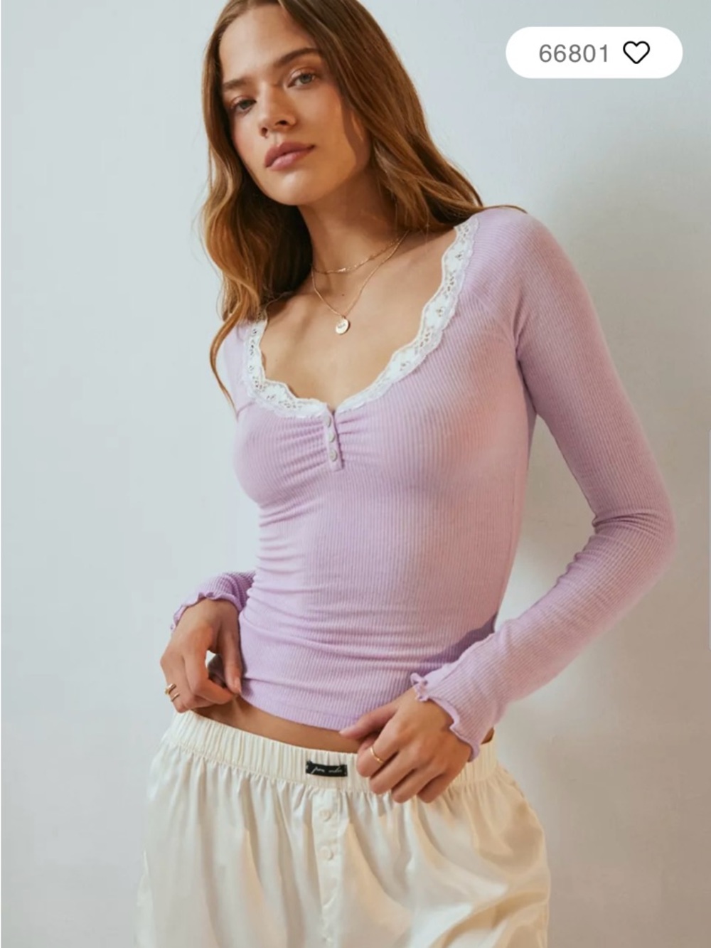 Out From Under Diana Layering Lace-Trim Henley Top